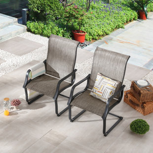 Hampton bay mix and match folding steel discount sling outdoor dining chair in riverbed taupe